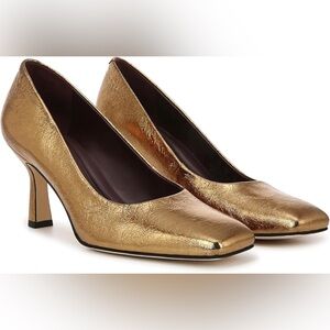 NWT Franco Sarto Flexa Aela Square Toe Pump Bronze Leather Sz 7,5